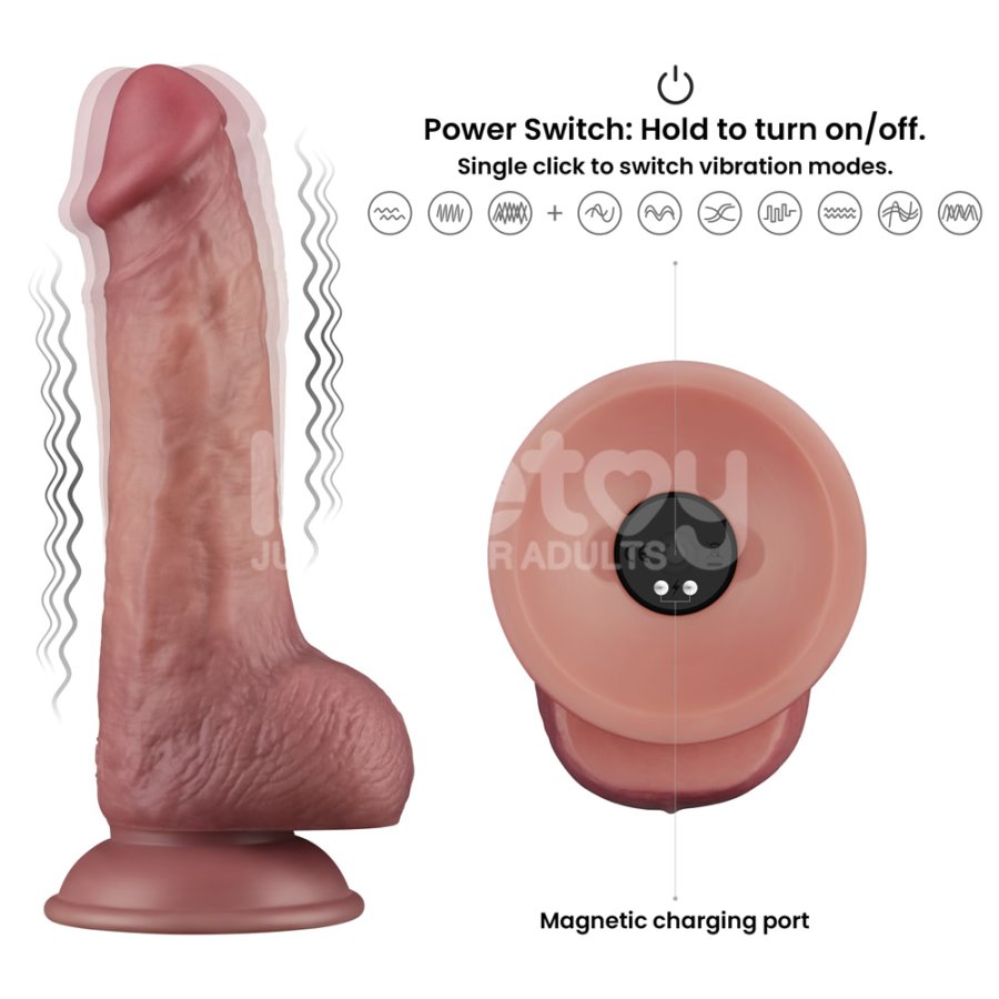 Foto do produto Pênis Dupla Densidade com Vibro e Ventosa 20x4,5cm - Recarregável