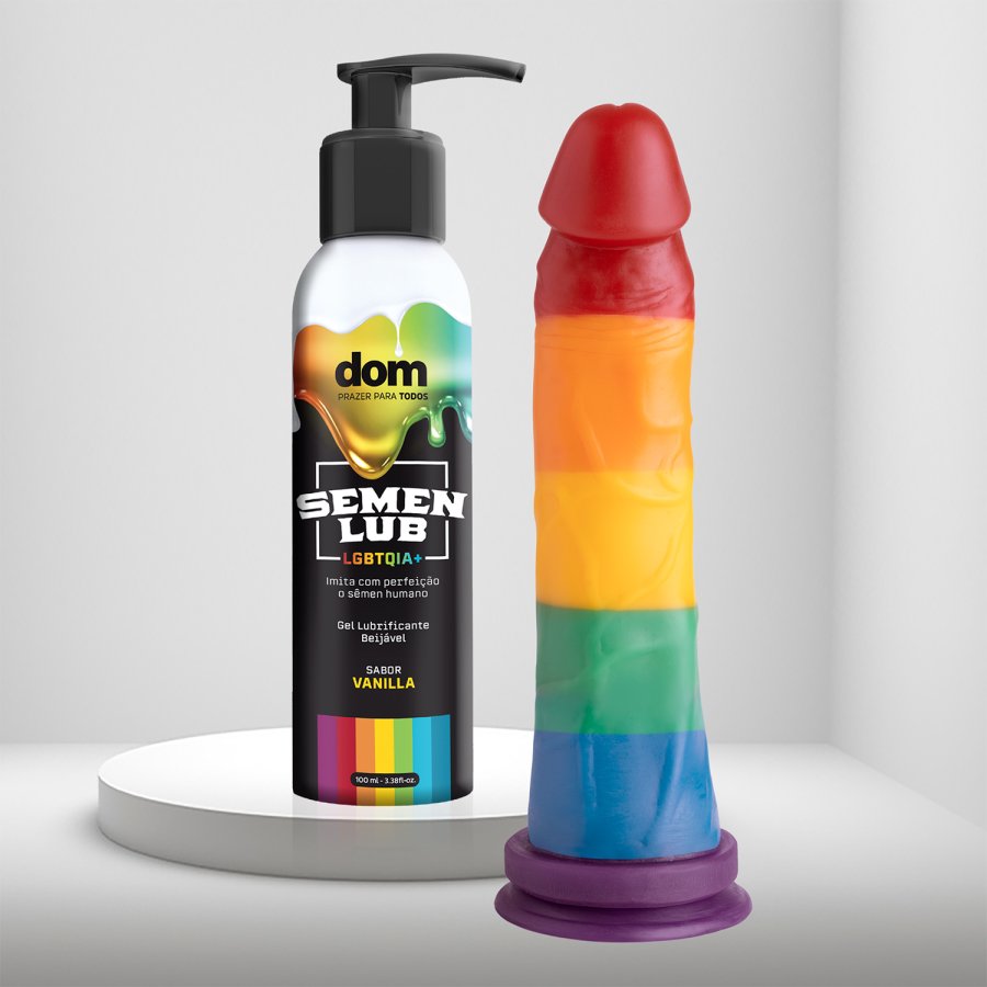 Foto do produto Kit Pride: Pênis 20 x 4,5cm + Lubrificante Semen Vanilla 100g