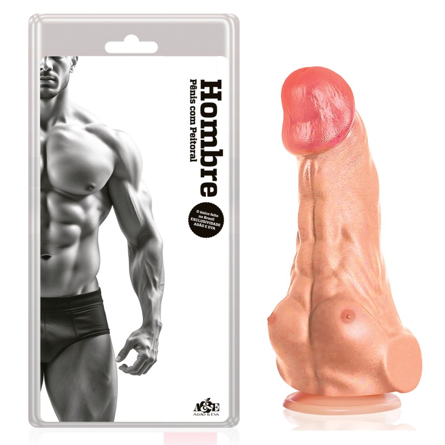 Foto do produto HOMBRE - Pênis com Peitoral Abdômen e Ventosa 21x5cm Bege