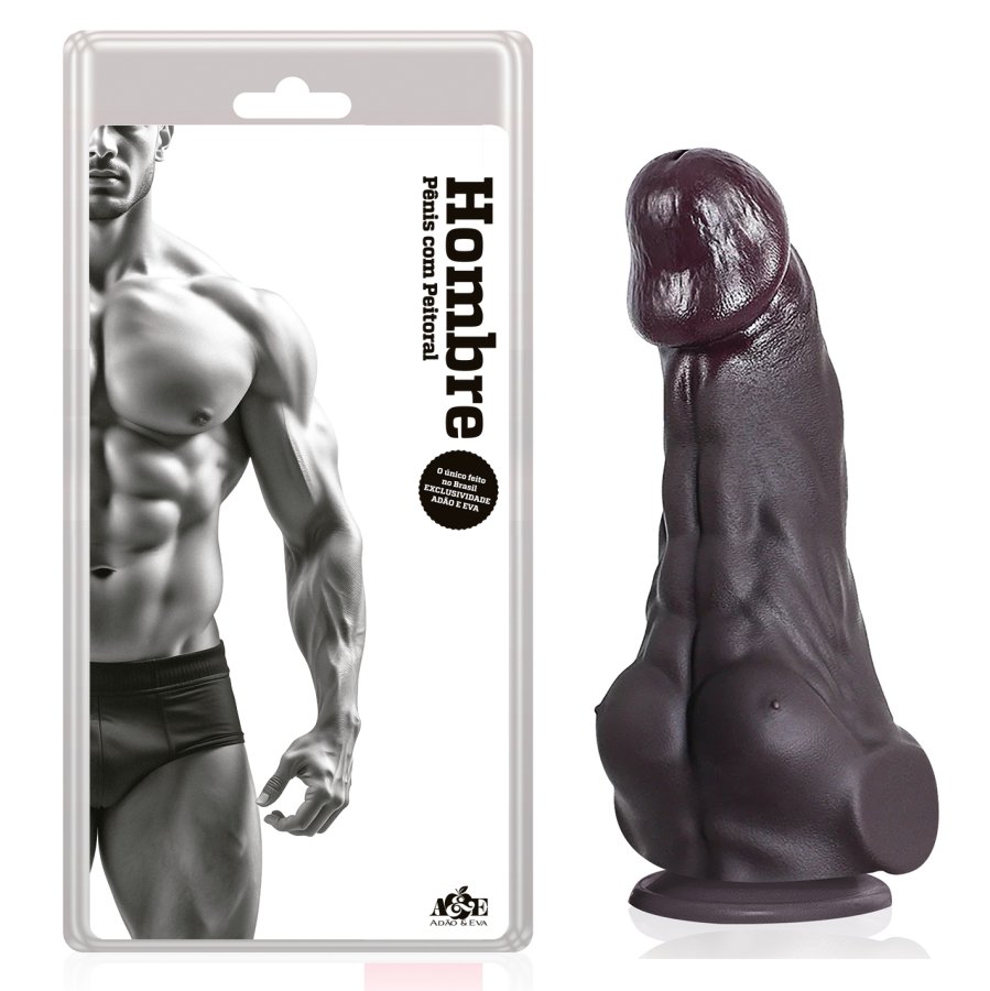 Foto do produto HOMBRE - Pênis com Peitoral Abdômen e Ventosa 21x5cm Marrom