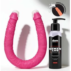 Kit Pênis Ponta Dupla que Ejacula + Semen Lub 36 x 3,5cm